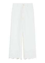 Women's white wide leg trousers SPODT-0122-0B(W26), front product view on white background.