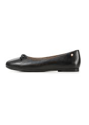 Women's black leather ballet flats BUTYD-1248-99(W26), side product view on white background.
