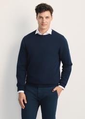 Navy blue men's basic sweater SWEMT-0114A-69(Z24)
