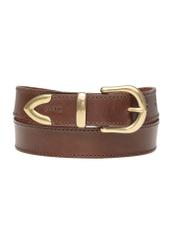 Women's brown leather belt PASDS-0340-1I(W26), front product view on white background.
