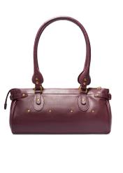 Burgundy leather shoulder bag TORES-1369-4D(Z26), back view of the product on a white background.