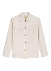 Light beige men's linen jacket KURMT-0420-1A(W26) - front product view, on white background.