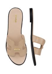 Women's beige leather flip-flops BUTYD-0725A-81(W24)-05