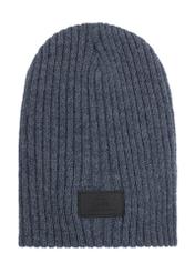 Navy blue men's winter hat CZAMT-0011-69(Z25), product view from the front on a white background.