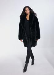 Black women's oversize fur coat FUTDP-0042-99(Z24)-01