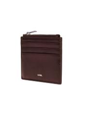 Brown leather card case PORMS-0732-1G(Z26), diagonal product view on white background.
