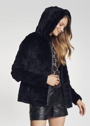 Women's short fur coat with hood FUTDF-0053-5500(Z21)-05