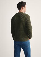 Men's khaki sweater SWEMT-0183-55(Z25), product view from the back on the model. Half of the silhouette visible.