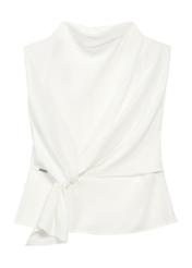 White elegant women's blouse BLUDT-0195-12(Z25), product view from the front on a white background.