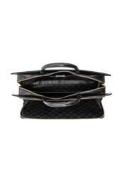Leather black croco laptop bag TORES-1321-9G(Z26), product view from the inside on a white background.