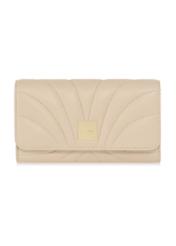 Large cream women's wallet with stitching PORES-0839-12(W23)-01