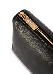 Black leather women's cosmetic bag TORES-1229-99(W26), close-up of product detail, view on white background.