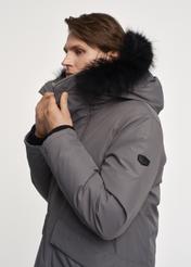 Grey men's hooded jacket KURMT-0320-91(Z23)-02