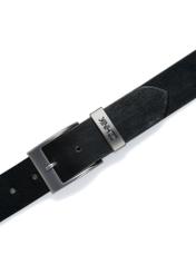 Leather black men's belt PASMS-0127C-98(Z24)-03