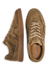 Dark beige suede men's shoes BUTYM-0523-82(Z25), product view from the top and side on a white background.