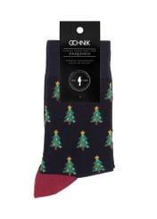 Men's navy blue Christmas socks SKAMT-0179-69(Z24)-02