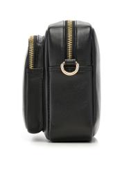 Black leather women's shoulder bag TORES-1331-99(Z26), side product view on white background.