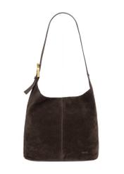 Brown suede women's handbag TORES-1421-1I(Z26), front product view on white background.