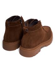 Light brown suede men's ankle boots BUTYM-0561-1G(Z26), product view from the back on a white background.
