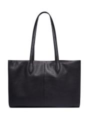 Black leather women's shopper bag TORES-1432-9I(Z26), product view from the back on a white background.