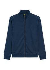 Men's cotton navy blue sweatshirt without hood BLZMT-0061-69(W25), product view from the front on a white background.