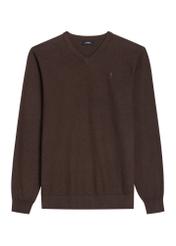 Dark brown men's sweater with logo SWEMT-0159A-1I(Z26), front product view on white background.