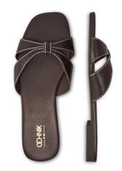 Dark brown leather women's mules BUTYD-1227-1I(W26), product view from above on white background.