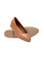 Women's leather ballet flats in cognac color BUTYD-1049B-1F(W26), diagonal product view on a white background.