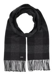 Men's gray checkered scarf SZAMT-0092-9B(Z26), front product view on white background.