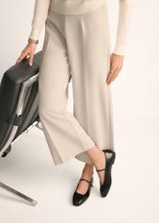 Women's black leather ballet flats BUTYD-1205-97(Z25), product view on model's feet against a light background.