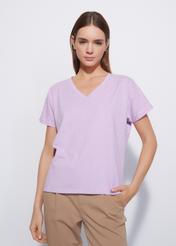 Women's purple T-shirt with sequins TSHDT-0113-72(W23)-01