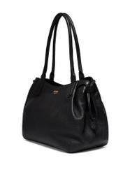 Black leather shopper bag TORES-1360-9I(Z26) - diagonal product view, on a white background.