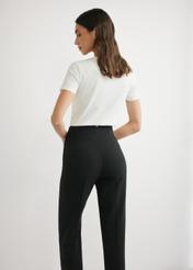 Cream women's T-shirt with logo TSHDT-0155-0B(W26), back view of the product on the model. Half of the silhouette visible.