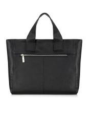 Black leather shopper bag TORES-0993-99(W24)-05