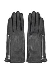Women's leather gloves with zipper REKDS-0003A-99(Z25), front product view on white background.
