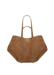 Brown suede women's handbag TORES-1305-1D(W26), product view from the back on a white background.