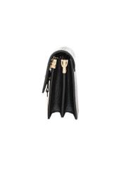 Black women's handbag with monogram TOREC-0536C-9P(W26), product view from the side on a white background.