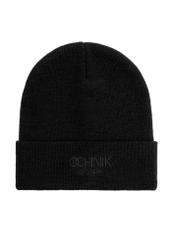 Black men's winter hat with OCHNIK CZAMT-0064A-99(Z25) logo, product view from the front on a white background.