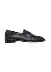 Women's black leather moccasins BUTYD-1328-99(Z26), side product view on white background.