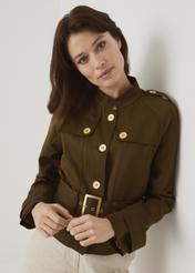 Women's short jacket with belt KURDT-0356-89(W22)-01