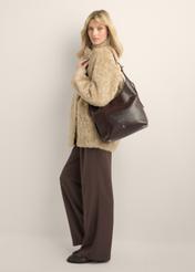 Burgundy croco women's shopper bag TOREC-1306-4D(Z26)