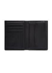 Small black leather men's wallet PORMS-0702-99(Z26), product view inside on white background.