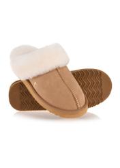 Beige slip-on slippers in snow boot style BUTYD-1137-82(Z24)-07