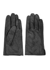 Men's black leather gloves REKMS-0001A-99(Z25), product view from the front and back on a white background.