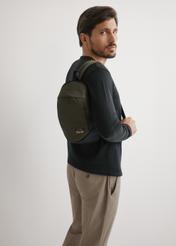 Men's khaki shoulder bag TORMN-0416-8D(W26) - product view slightly diagonal, against a light background. Knee-length silhouette visible.