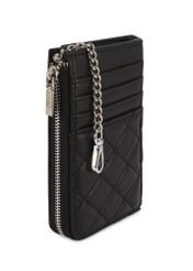 Small quilted black women's wallet POREC-0423-99(Z25), close-up of product detail, view on white background.