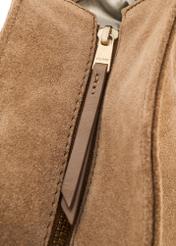 Beige suede women's shopper bag TORES-1248-1B(W26) - close-up detail, on white background.
