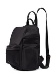 Black women's backpack with pockets TOREN-0350-99(Z26) - diagonal view of the product, on a white background.