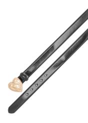 Leather belt with heart buckle PASDS-0337-99(W26), top view of the product on a white background.