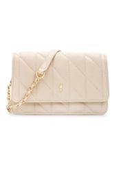 Small quilted women's handbag in cream color TOREC-1150-0B(W26), product view from the front on a white background.
